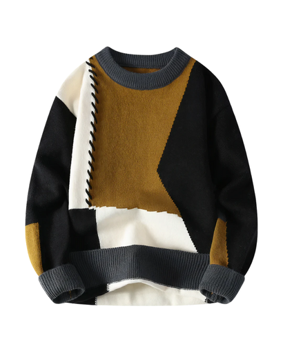 Pull Patchwork – Design Unique avec Détails Contrastés
