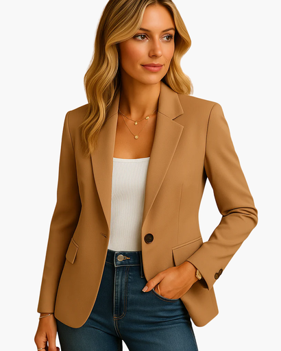 Blazer femme à col tailleur et fermeture un bouton