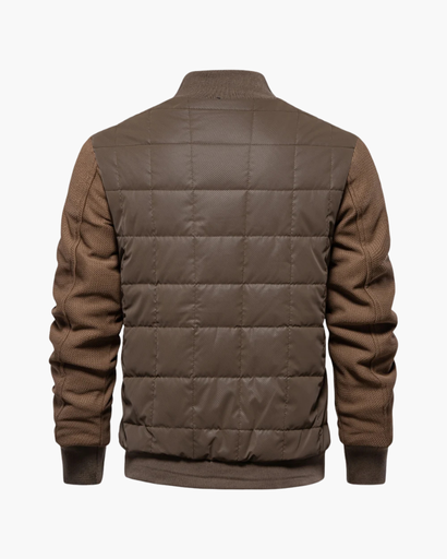 Blouson matelassé à manches texturées pour homme