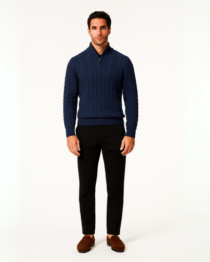 Pull Old Money avec col zippé