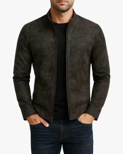 Veste Homme Élégante – Design Aspect Cuir avec Finitions Haut de Gamme