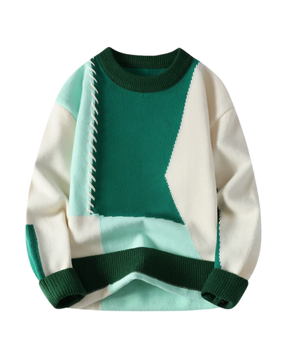 Pull Patchwork – Design Unique avec Détails Contrastés