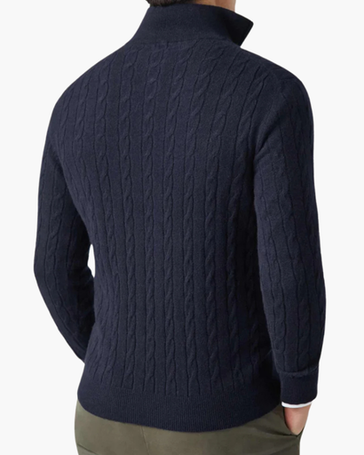 Pull homme torsadé à col zippé