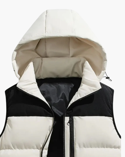 Doudoune Sans Manches Homme – Bicolore avec Capuche Amovible