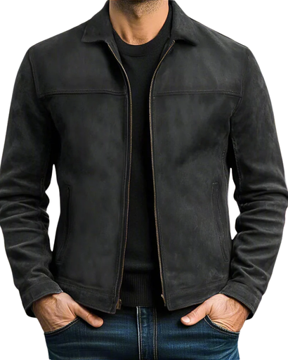 Veste Homme Élégante – Design Aspect Cuir avec Finitions Haut de Gamme