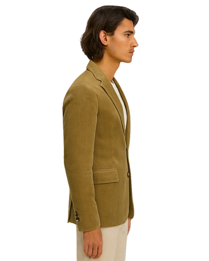 Blazer Homme en Velours Côtelé 100% Coton (Corduroy) – Élégant & Intemporel à Deux Boutons