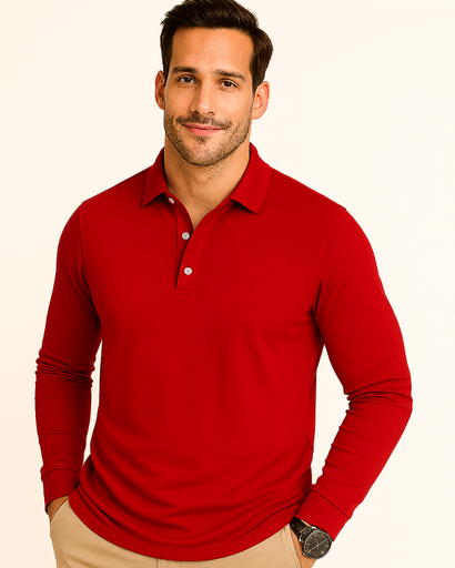 Polo à Manches Longues Old Money pour Homme – Col Classique et Patte à Boutons