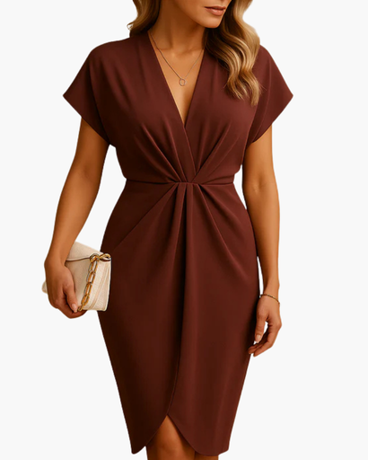 Robe portefeuille femme à col en V et drapé élégant