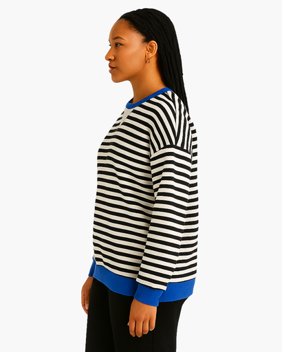 Sweat Femme Oversize à Rayures – Confort Doux et Respirant, Style Décontracté Chic
