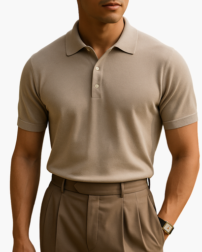 Polo en maille pour homme – Élégance estivale à manches courtes