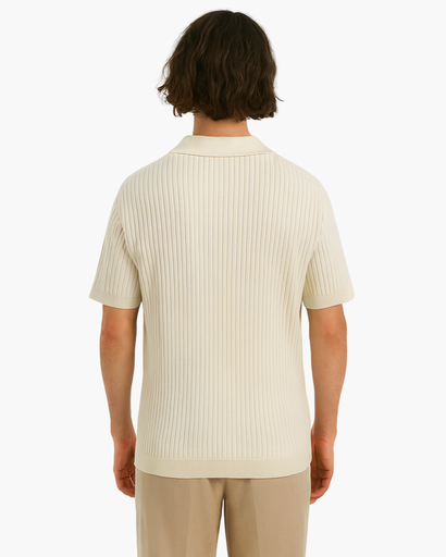 Polo Homme en Maille Côtelée – Élégance Estivale