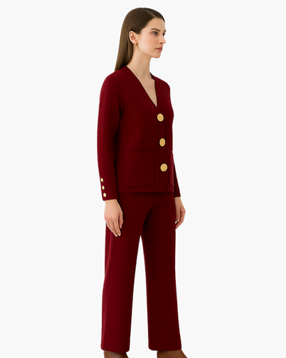 Ensemble Femme 2 Pièces avec Grands Boutons Dorés – Chic & Confortable