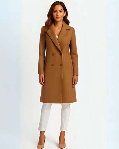 Manteau Long Élégant Femme – Double Boutonnage, Chic et Intemporel