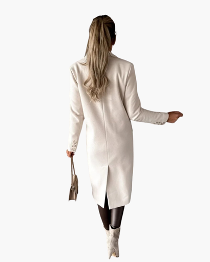 Manteau long croisé à double boutonnage pour femme