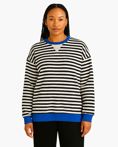 Sweat Femme Oversize à Rayures – Confort Doux et Respirant, Style Décontracté Chic