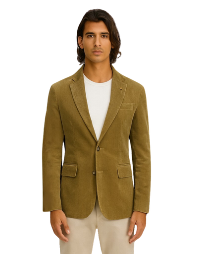 Blazer Homme en Velours Côtelé 100% Coton (Corduroy) – Élégant & Intemporel à Deux Boutons