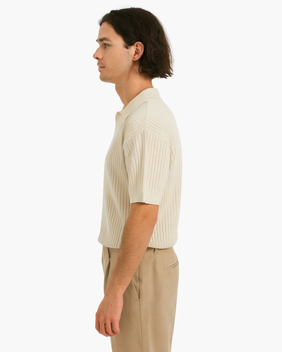 Polo Homme en Maille Côtelée – Élégance Estivale
