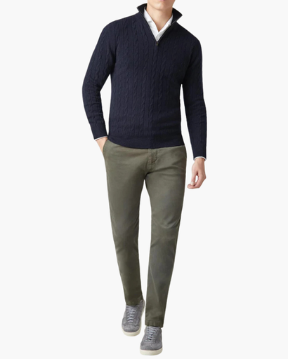 Pull homme torsadé à col zippé