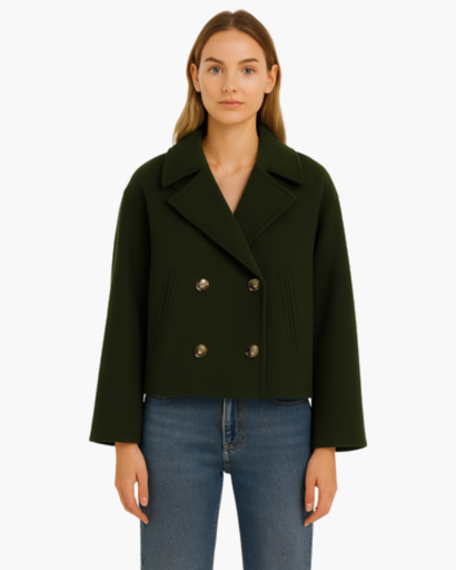 Veste Femme Courte en Coton à Double Boutonnage | Chic & Moderne