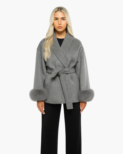 Manteau Femme Élégant avec Ceinture – Manches Finition Chic