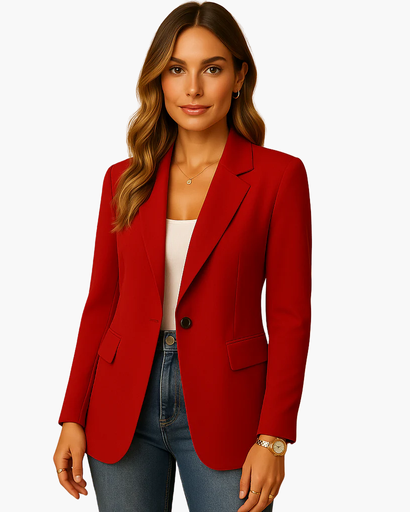 Blazer femme à col tailleur et fermeture un bouton