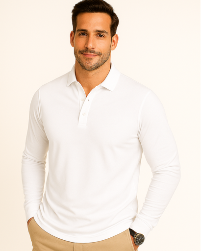 Polo à Manches Longues Old Money pour Homme – Col Classique et Patte à Boutons