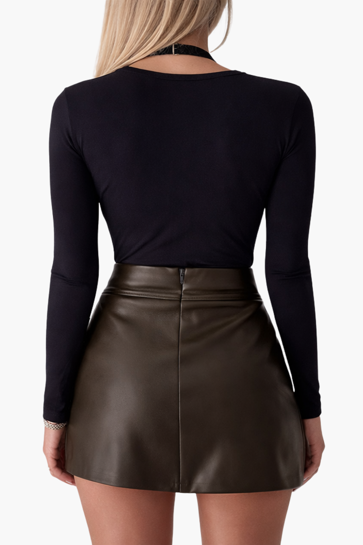 Jupe Short Femme Effet Cuir – Skort Taille Haute Élégant avec Ceinture