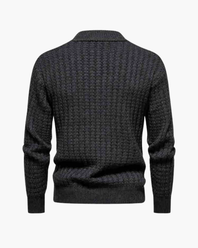 Pull homme à maille côtelée légère, col montant et confortable