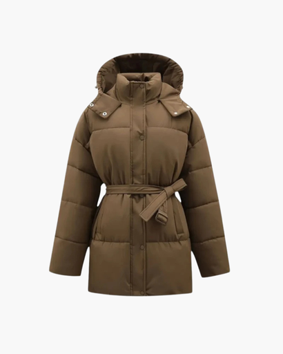 Manteau matelassé femme avec capuche et ceinture