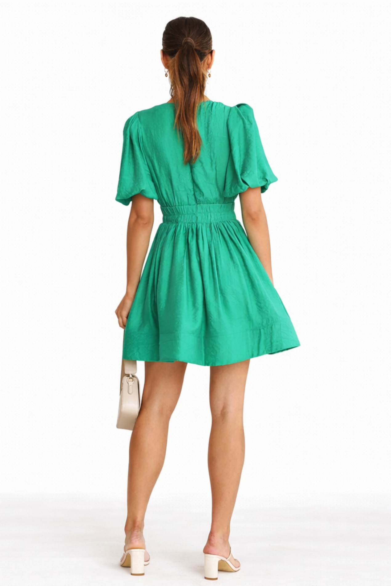 Robe Courte Femme Décolleté V – Robe Fluide Élégante À Taille Smockée
