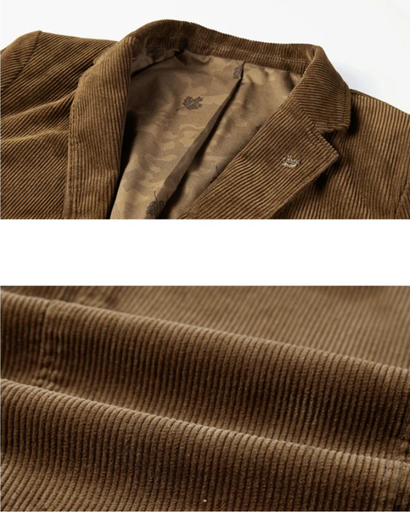 Blazer Homme en Velours Côtelé 100% Coton (Corduroy) – Élégant & Intemporel à Deux Boutons