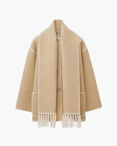 Manteau Chaud Femme – Élégant Manteau en Laine avec Col Écharpe