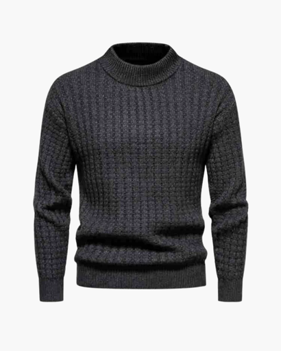 Pull homme à maille côtelée légère, col montant et confortable