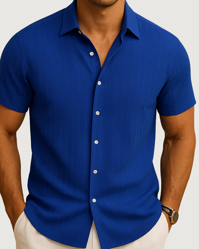 Chemise homme légère à manches courtes et col classique