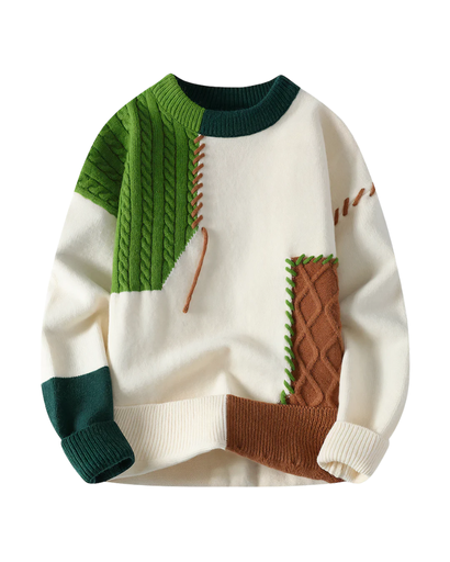 Pull Patchwork – Design Unique avec Détails Contrastés