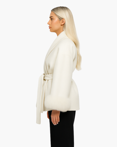 Manteau Femme Élégant avec Ceinture – Manches Finition Chic