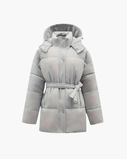 Manteau matelassé femme avec capuche et ceinture