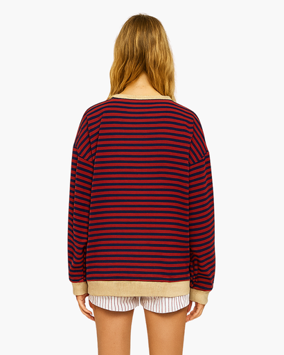 Sweat Femme Oversize à Rayures – Confort Doux et Respirant, Style Décontracté Chic