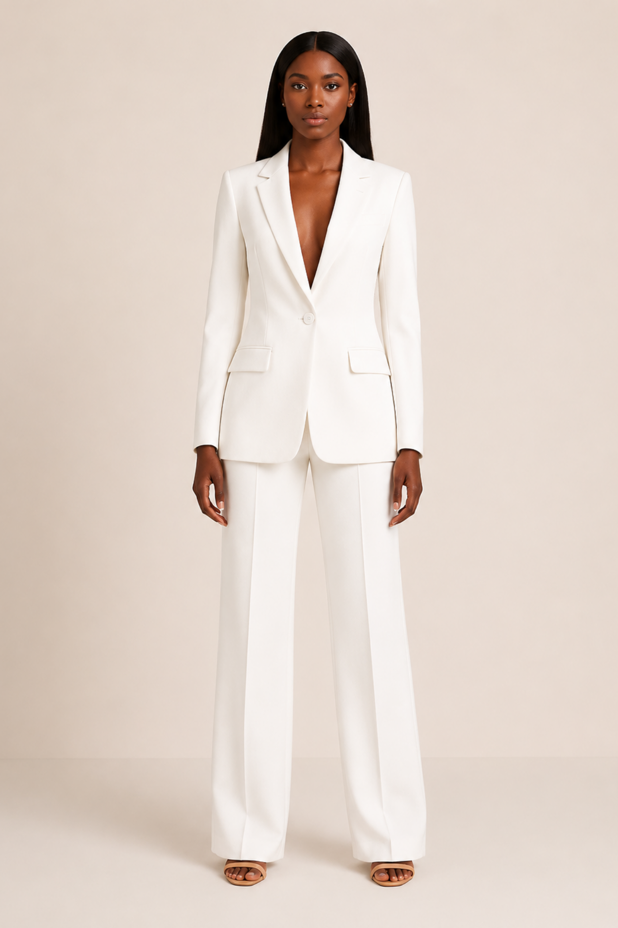 Tailleur Femme Palazzo – Blazer Cintré & Pantalon Large Fluide | Élégance Bureau & Invitée de Mariage – vue 6