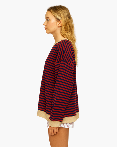 Sweat Femme Oversize à Rayures – Confort Doux et Respirant, Style Décontracté Chic