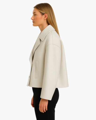 Veste Femme Courte en Coton à Double Boutonnage | Chic & Moderne