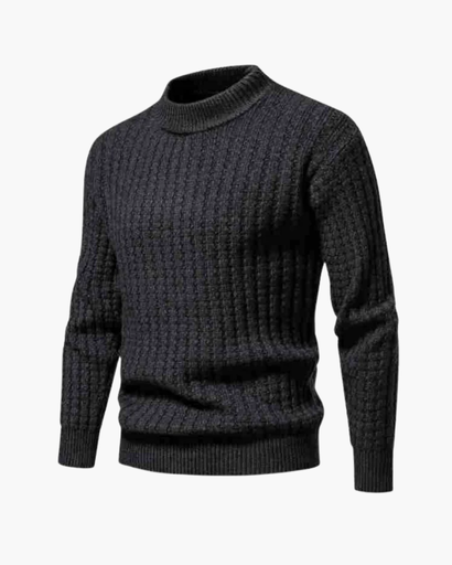 Pull homme à maille côtelée légère, col montant et confortable