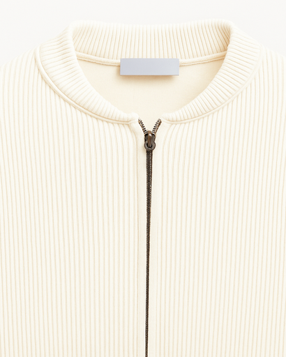 Cardigan Zippé Homme en Maille – Col Rond & Finition Côtelée