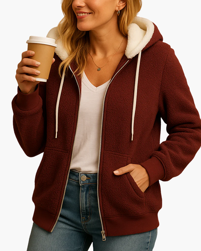 Veste à Capuche Femme Doublée en Polaire – Confort & Style Décontracté