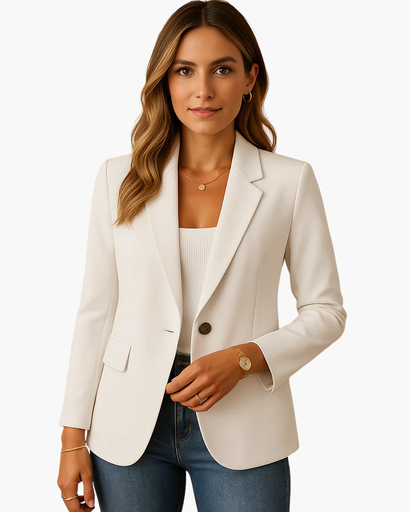 Blazer femme à col tailleur et fermeture un bouton