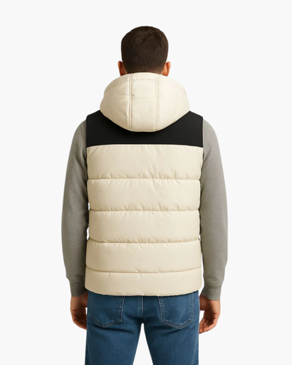 Doudoune Sans Manches Homme – Bicolore avec Capuche Amovible