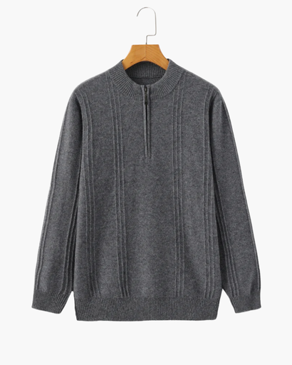 Pull homme Ribbed Half Zip avec effet cachemire et tissu doux
