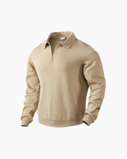 Pull pour homme à col zippé, design moderne et structuré