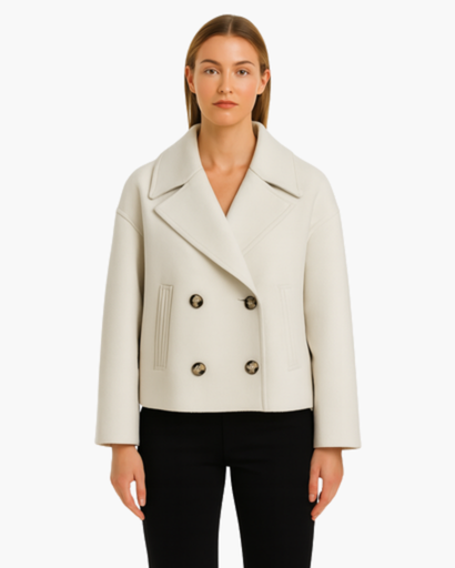 Veste Femme Courte en Coton à Double Boutonnage | Chic & Moderne