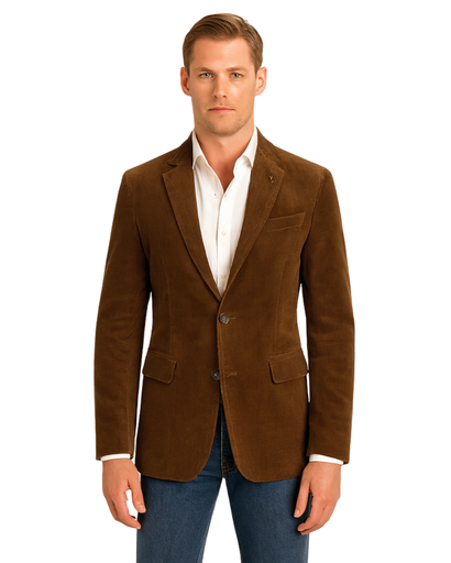 Blazer Homme en Velours Côtelé 100% Coton (Corduroy) – Élégant & Intemporel à Deux Boutons
